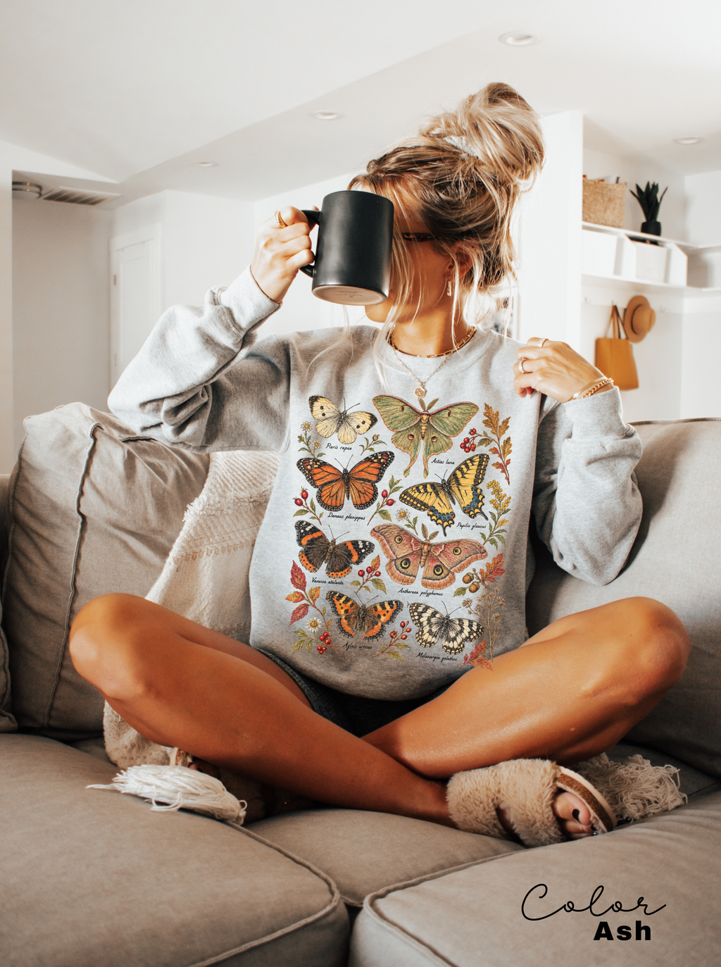 Vintage Butterfly Sweatshirt, Fall Autumn Pullover