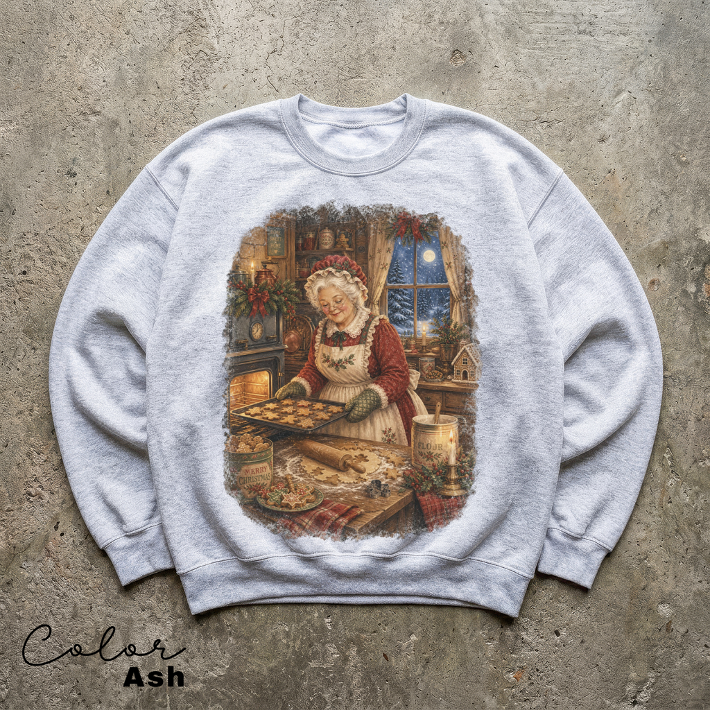 Vintage 90s Christmas Sweatshirt, Mrs. Claus Baking Cookies, Retro Christmas Crewneck