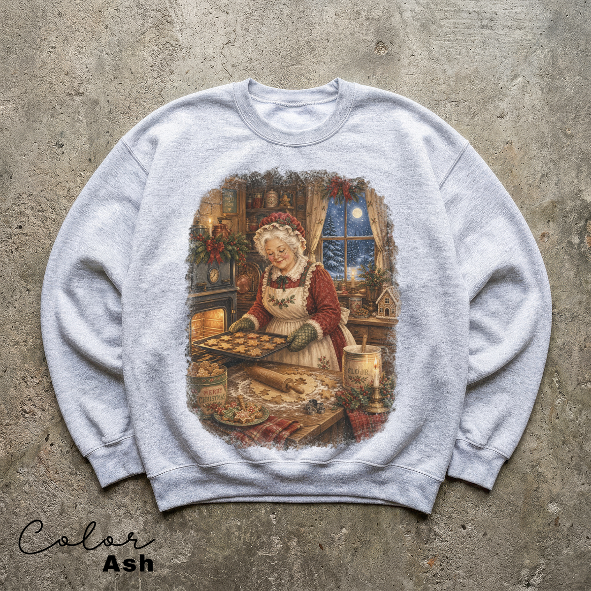 Vintage 90s Christmas Sweatshirt, Mrs. Claus Baking Cookies, Retro Christmas Crewneck
