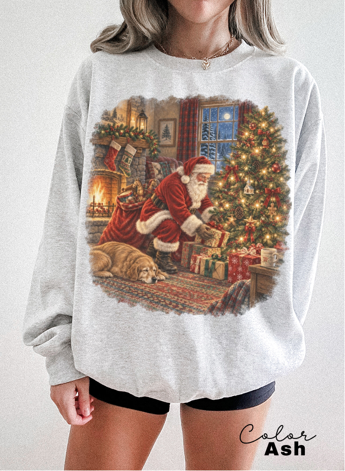 Retro 90s Christmas Sweatshirt, Vintage Style Santa, Cozy Holiday Crewneck,