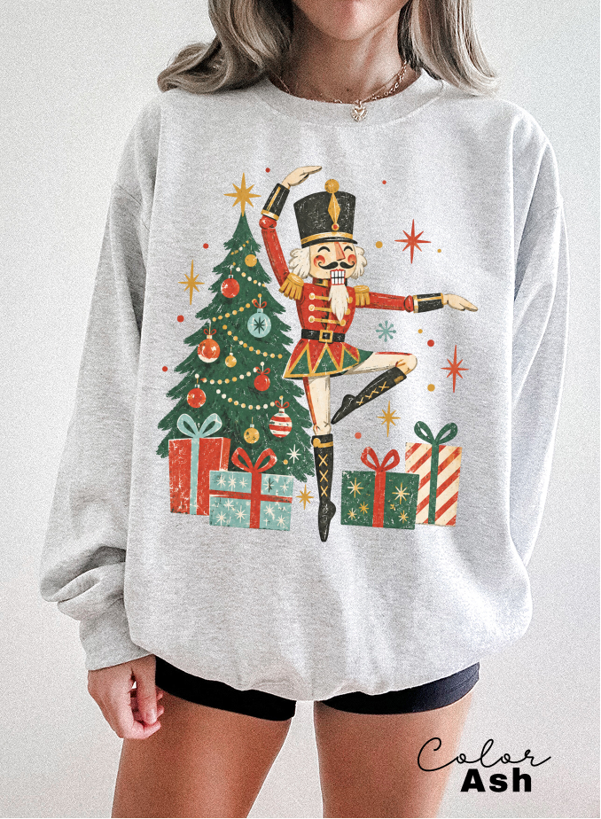 Vintage Christmas Nutcracker Sweatshirt, Dancing Dancer, Nutcracker Christmas Pullover