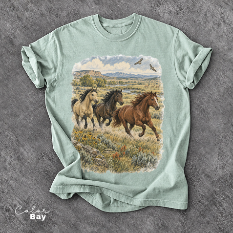 Vintage Horse Nature T-Shirt, Wild Horse Tee, Retro 90's Style Nature Tee