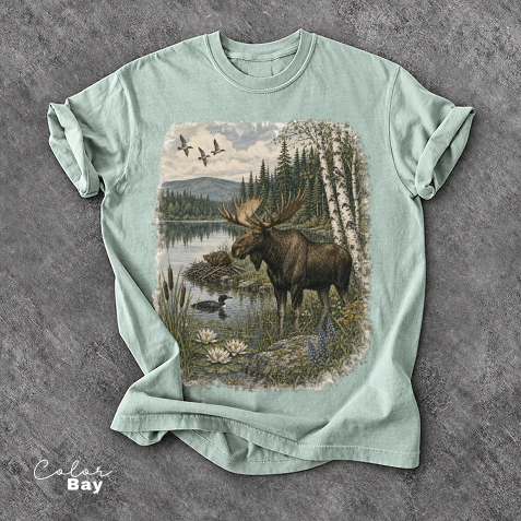 Vintage Moose Wildlife T-Shirt, Retro 90's Style Nature Shirt, Comfort Colors