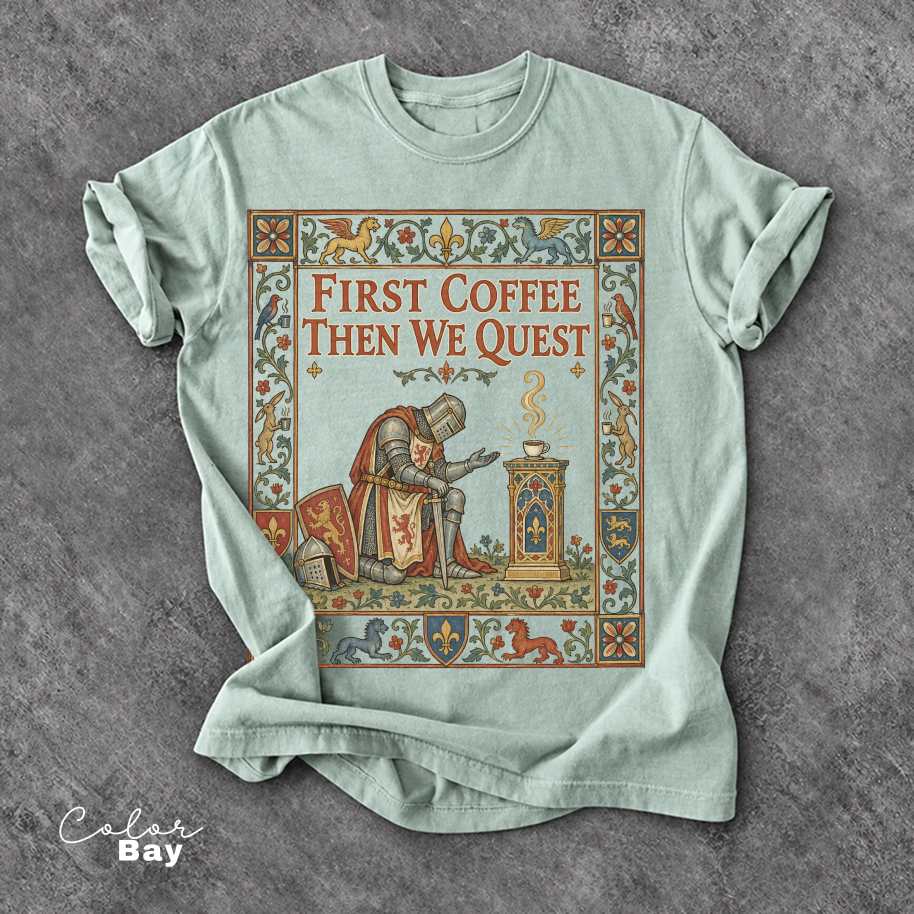 Medieval Knight Coffee Shirt, Funny Medieval Tee, Coffee Lover, Comfort Colors