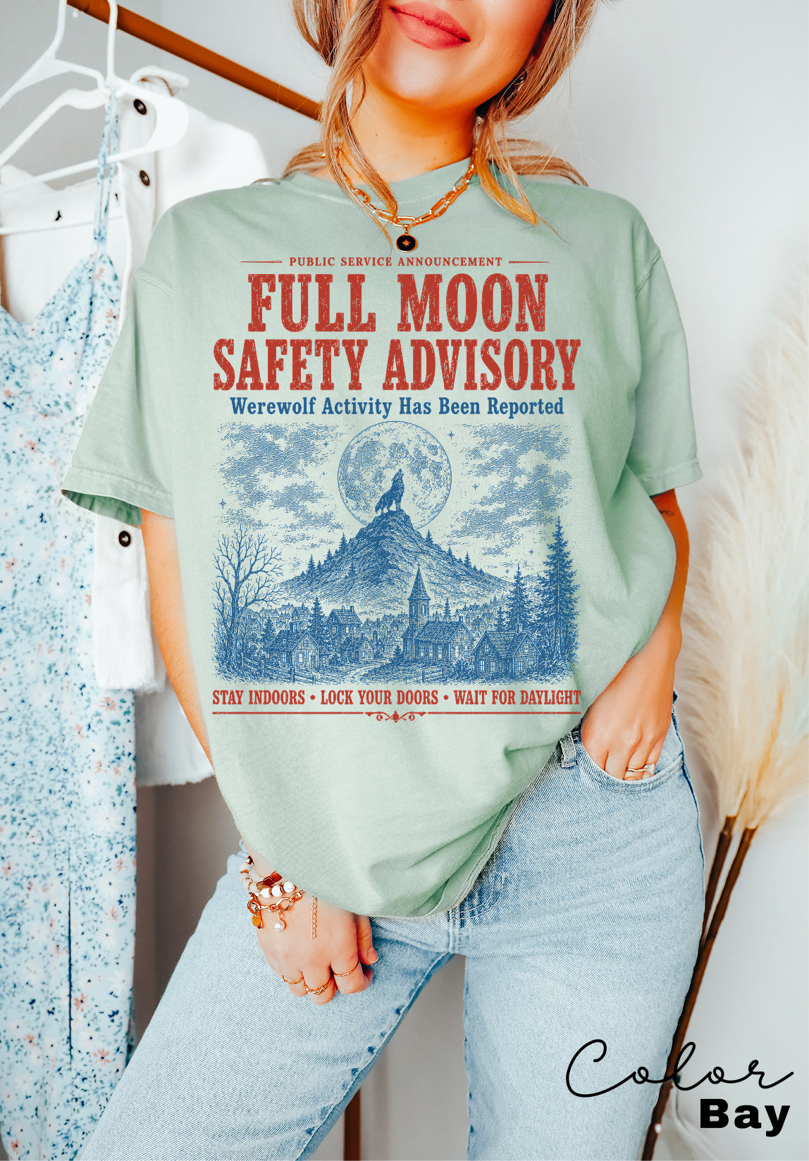 Retro Halloween Werewolf T-Shirt,fake Halloween Public Service Announcement