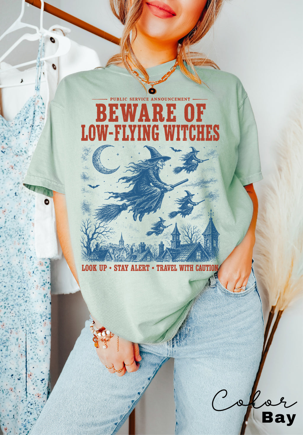 Halloween Witch T-Shirt, Vintage Witch Graphic Tee, Fake Halloween Public Service Announcement