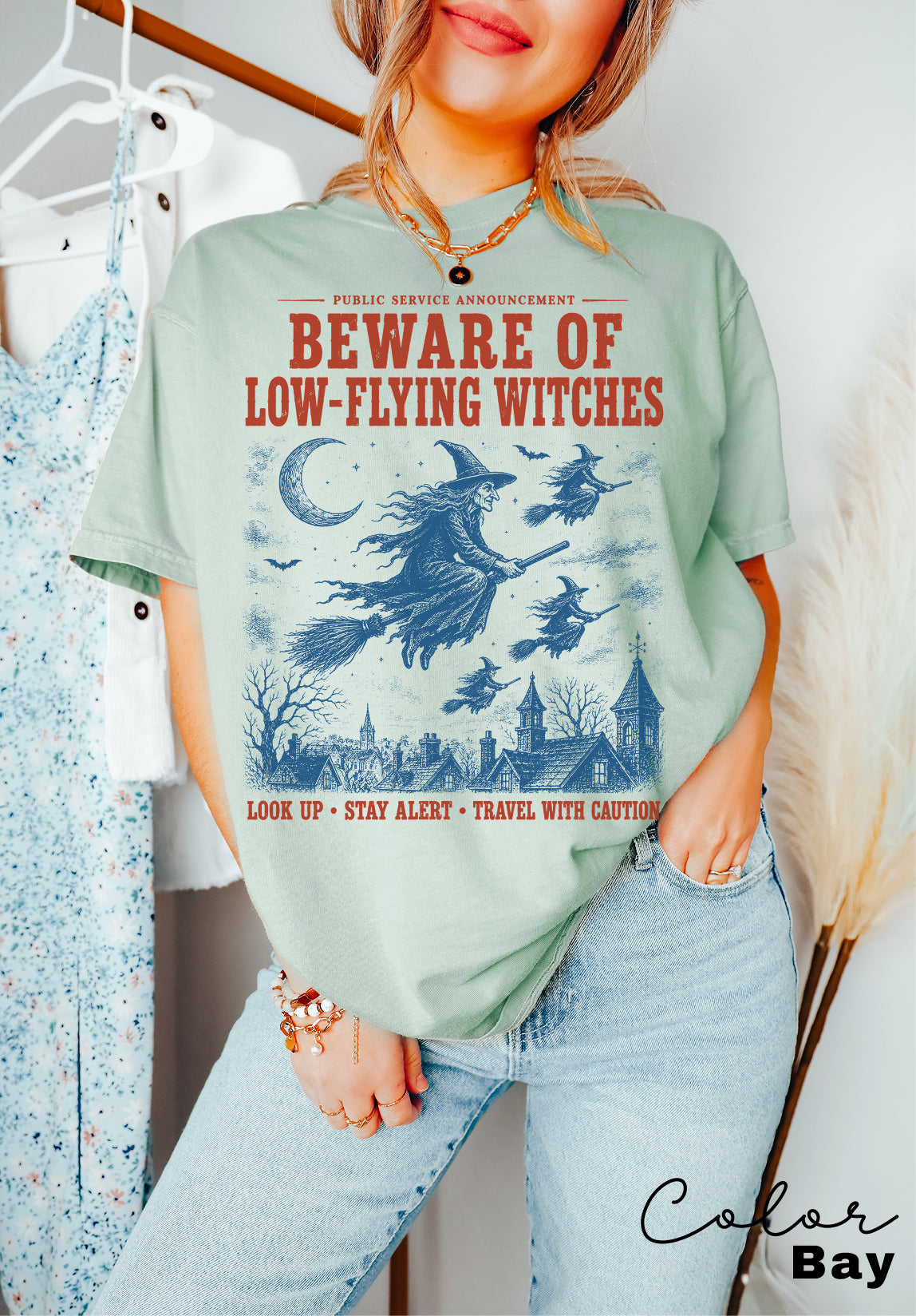 Halloween Witch T-Shirt, Vintage Witch Graphic Tee, Fake Halloween Public Service Announcement