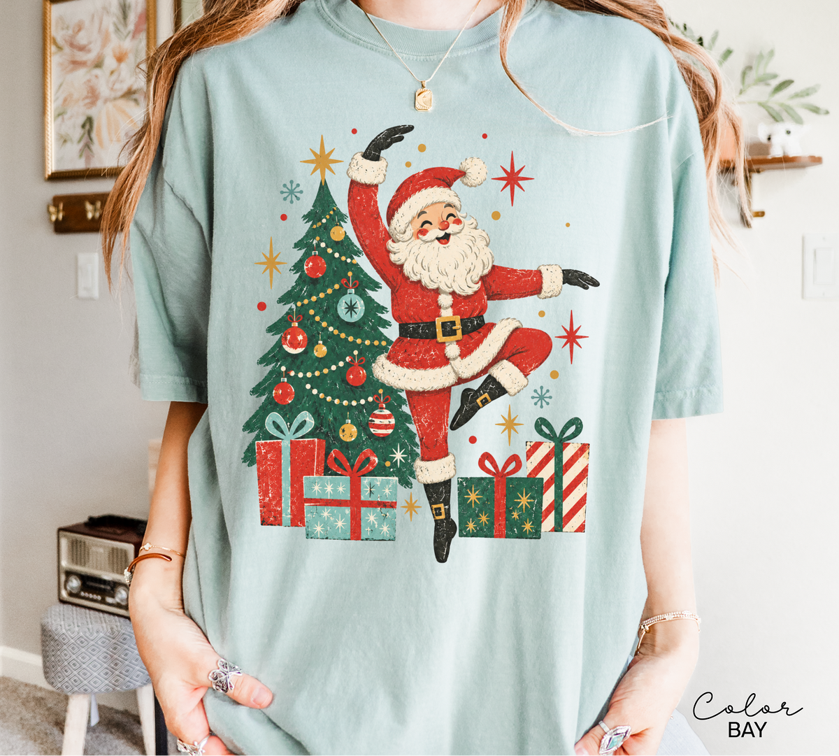 Dancing Santa Shirt, Vintage Christmas Tee, Retro Santa Claus, Comfort Colors Tee