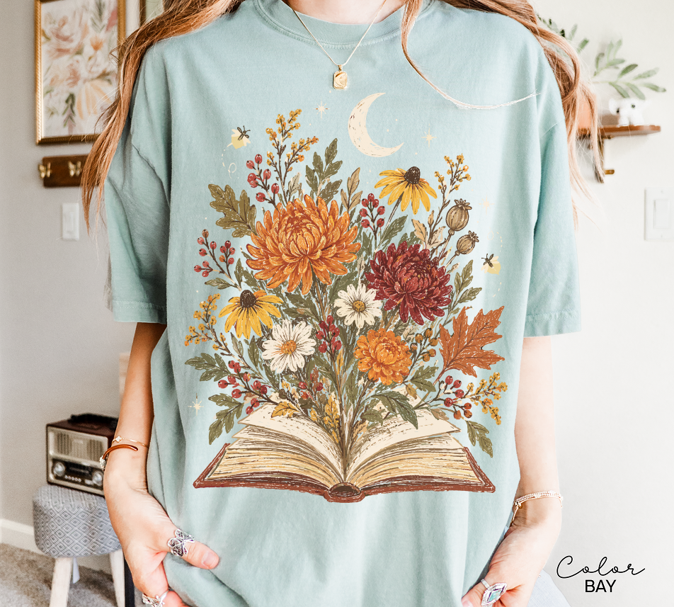 Vintage Floral Book Lover T-Shirt