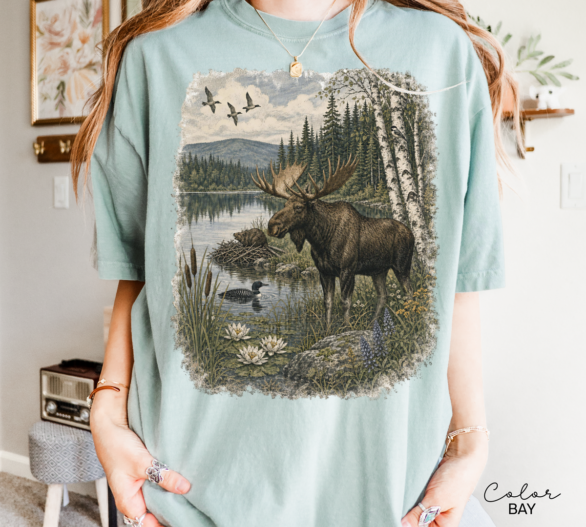Vintage Moose Wildlife T-Shirt, Retro 90's Style Nature Shirt, Comfort Colors