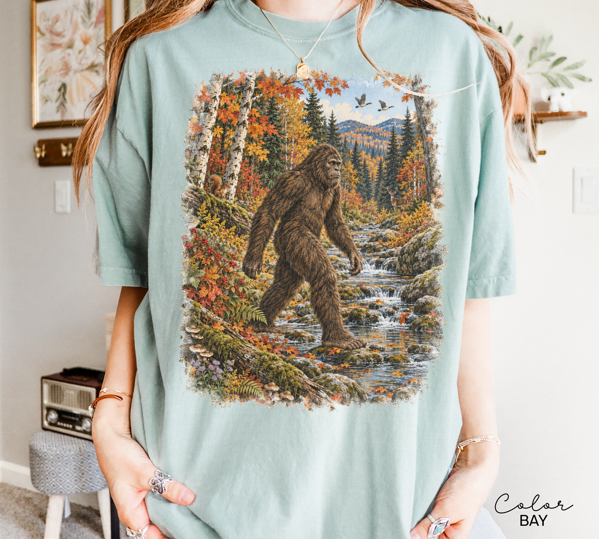 Retro Bigfoot Shirt, Nature Sasquatch Tee