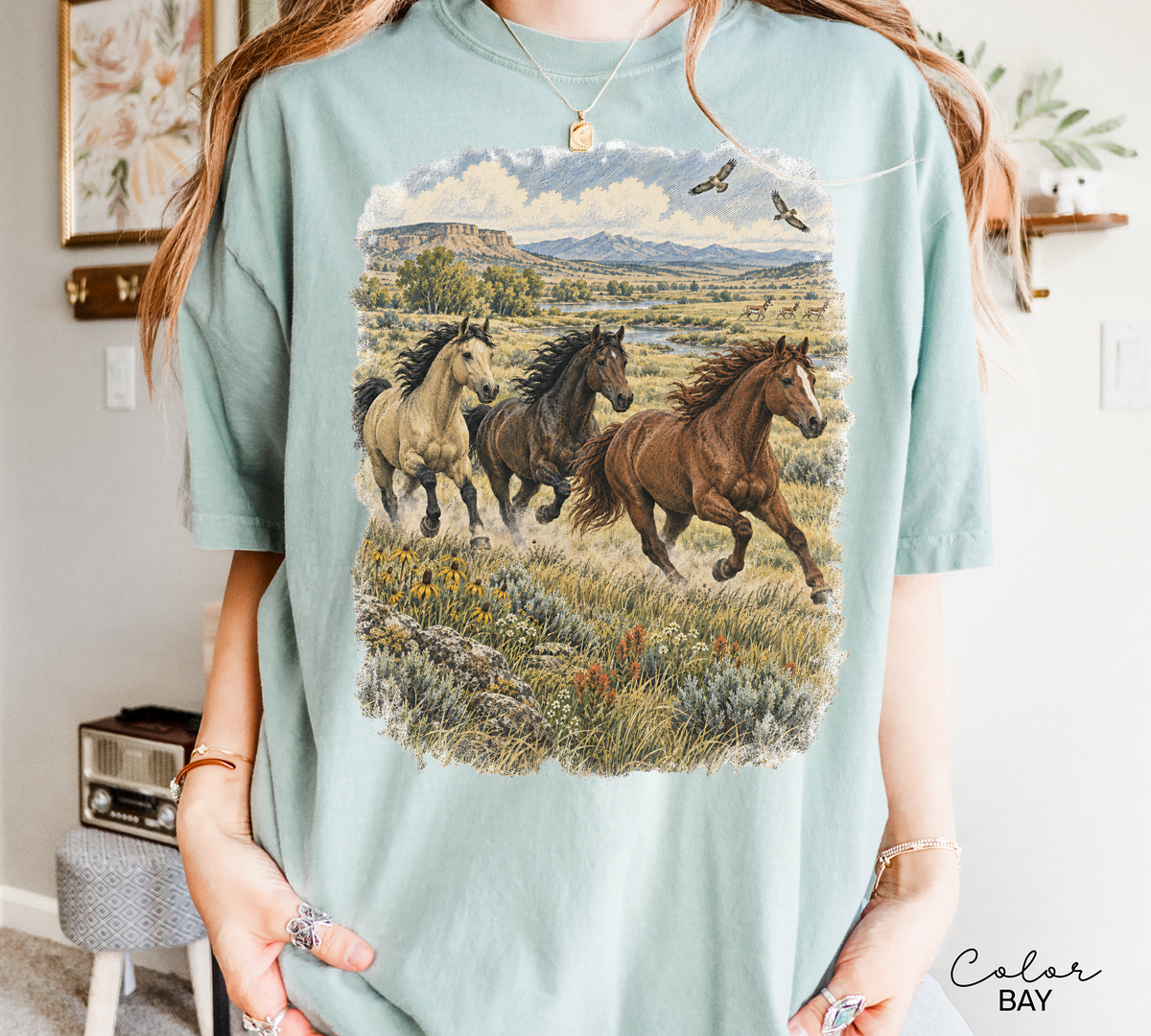 Vintage Horse Nature T-Shirt, Wild Horse Tee, Retro 90's Style Nature Tee