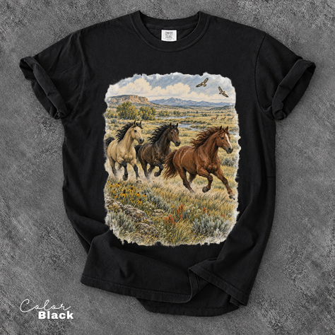 Vintage Horse Nature T-Shirt, Wild Horse Tee, Retro 90's Style Nature Tee