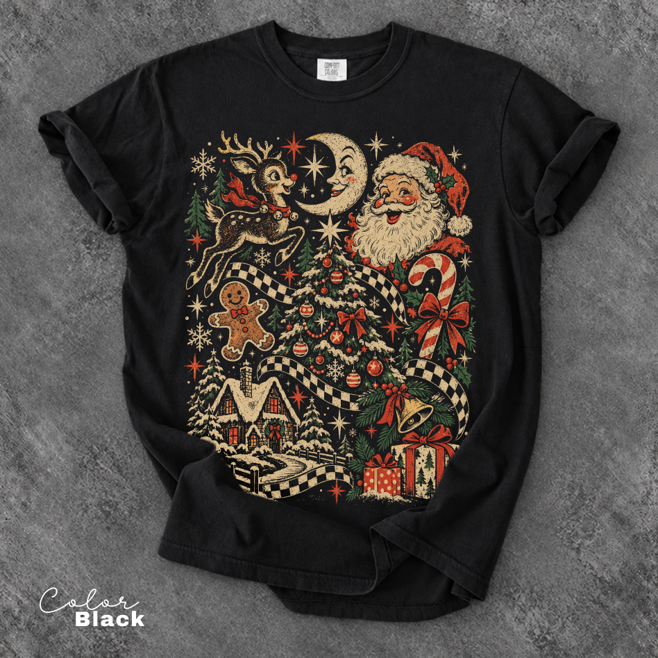 Vintage Christmas T-Shirt, Retro Christmas, Comfort Colors Tee
