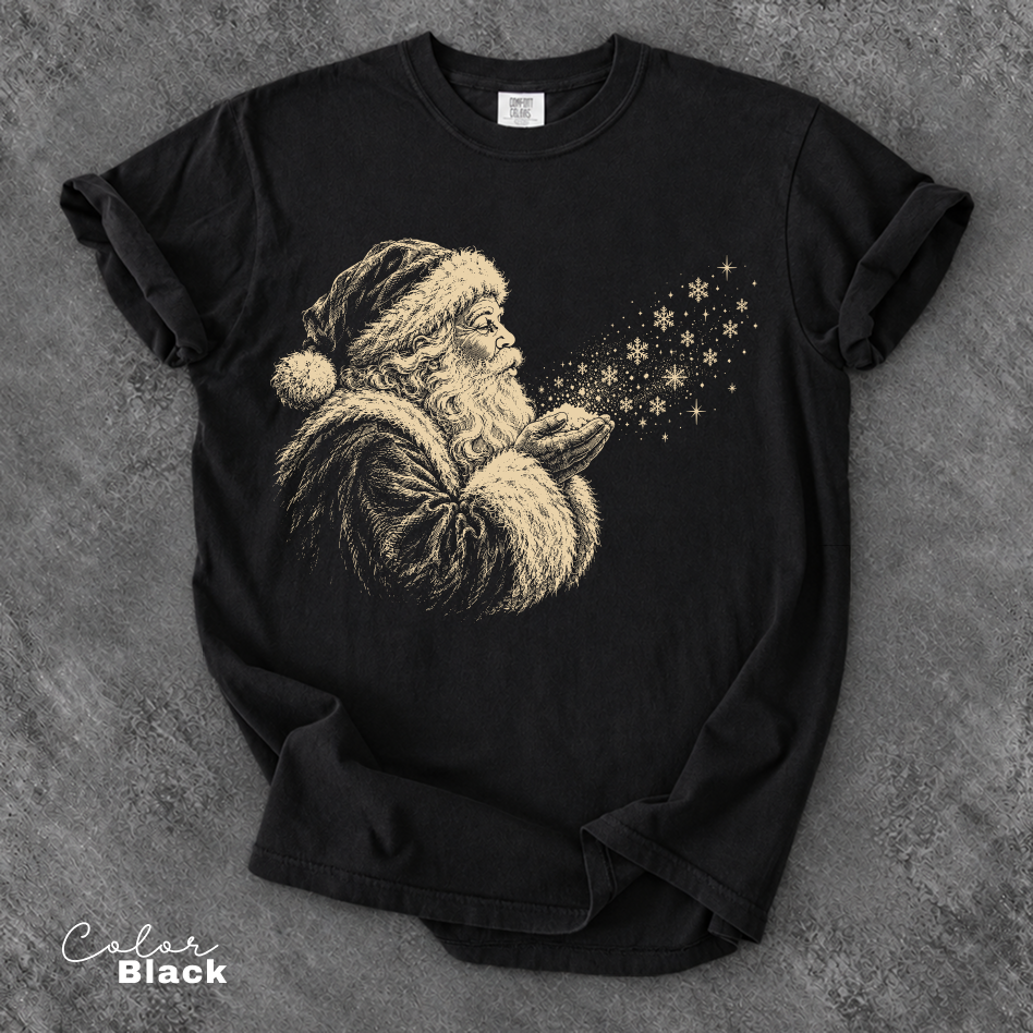 Vintage Santa Christmas T-Shirt, Retro Christmas Snowflake Shirt, Santa Claus Comfort Colors Tee,