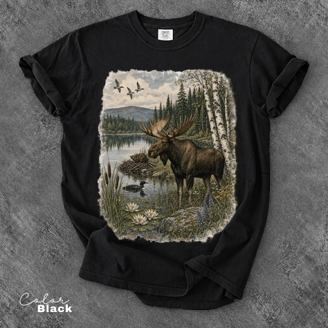 Vintage Moose Wildlife T-Shirt, Retro 90's Style Nature Shirt, Comfort Colors