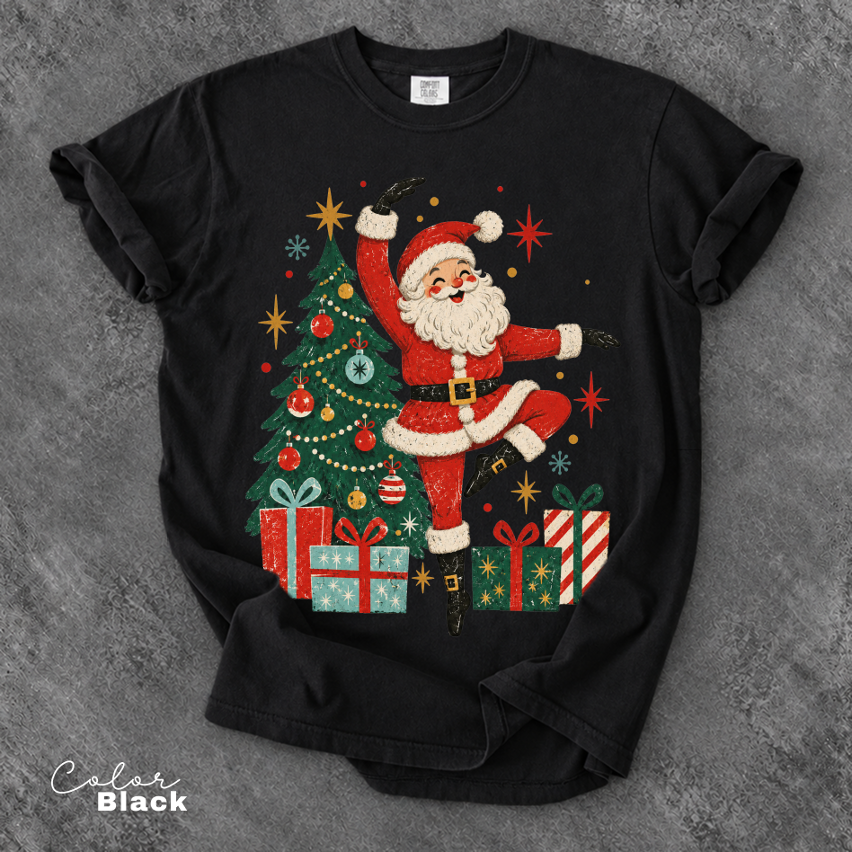 Dancing Santa Shirt, Vintage Christmas Tee, Retro Santa Claus, Comfort Colors Tee