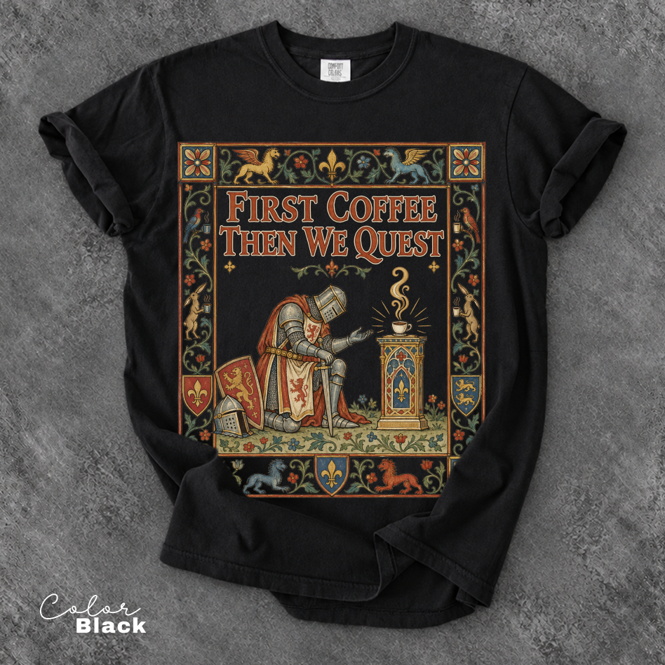 Medieval Knight Coffee Shirt, Funny Medieval Tee, Coffee Lover, Comfort Colors