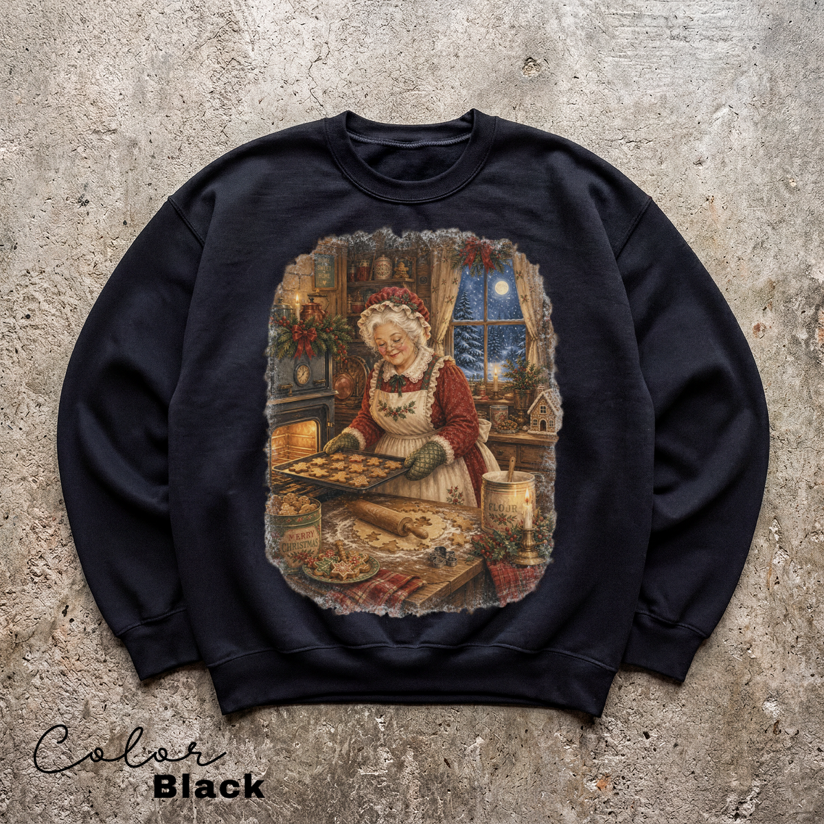 Vintage 90s Christmas Sweatshirt, Mrs. Claus Baking Cookies, Retro Christmas Crewneck