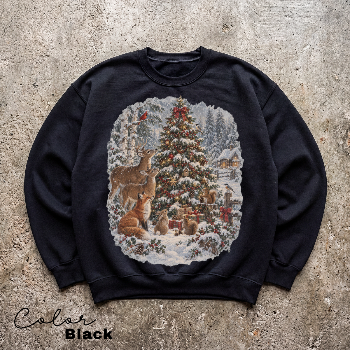 Vintage 90s Christmas Sweatshirt, Retro Holiday Nature Crewneck, Cozy Winter Pullover