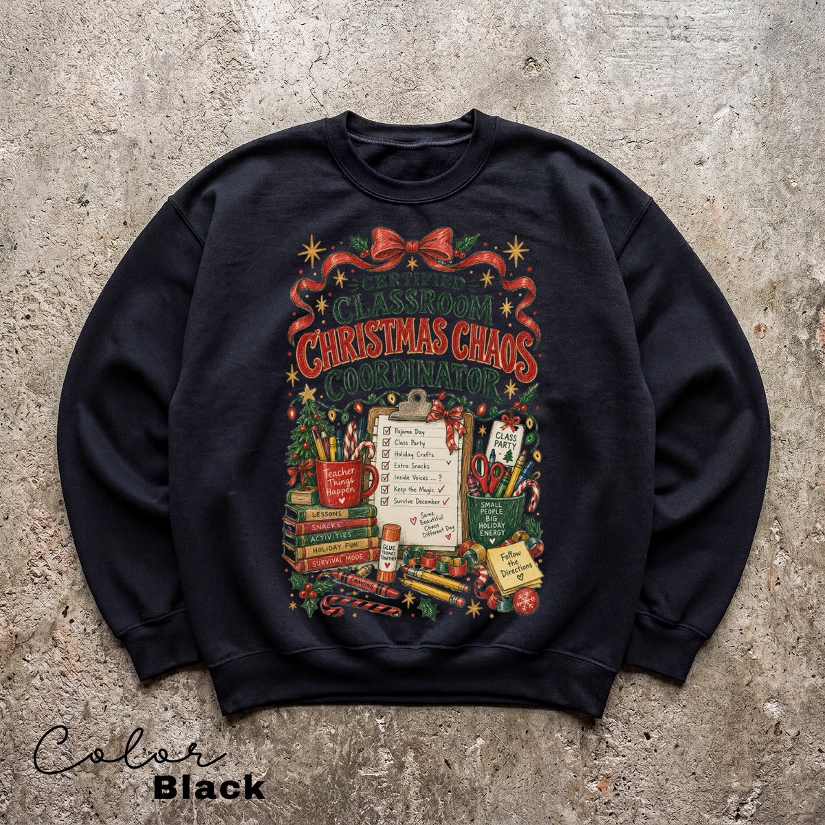 Teacher Christmas Sweatshirt, Classroom Holiday Crewneck, Holiday Teacher Pullover, Christmas Chaos Sweatshirt