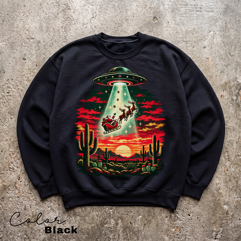 Santa UFO Christmas Sweatshirt, Funny Christmas