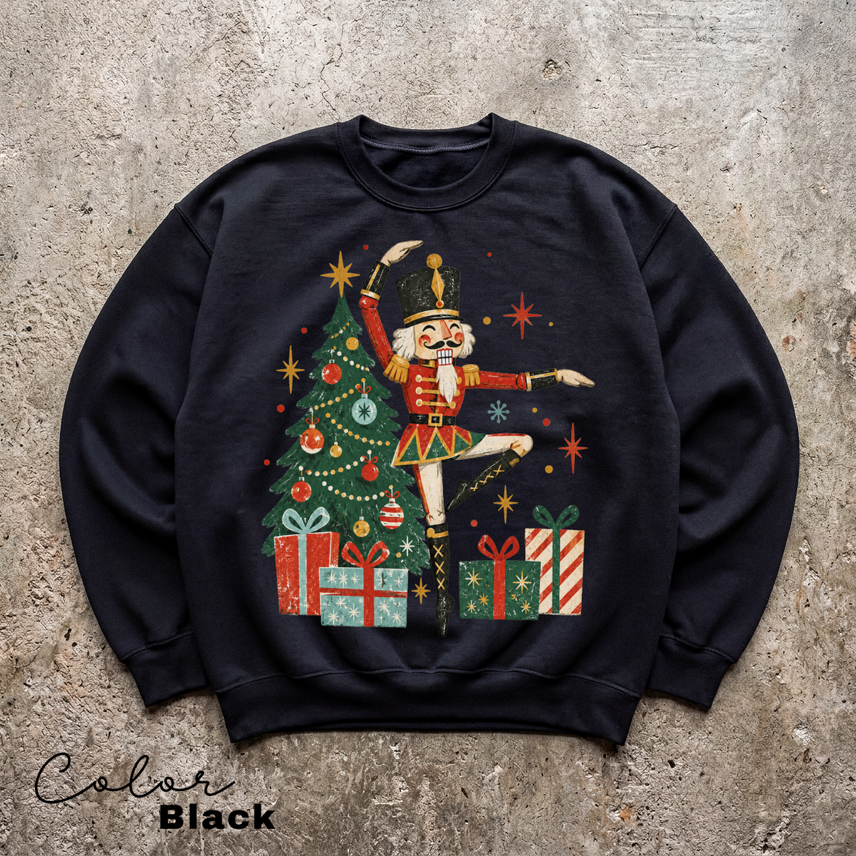 Vintage Christmas Nutcracker Sweatshirt, Dancing Dancer, Nutcracker Christmas Pullover