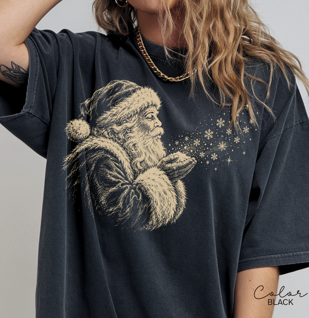 Vintage Santa Christmas T-Shirt, Retro Christmas Snowflake Shirt, Santa Claus Comfort Colors Tee,