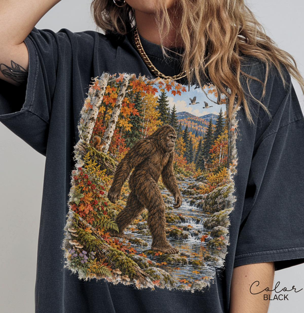 Retro Bigfoot Shirt, Nature Sasquatch Tee