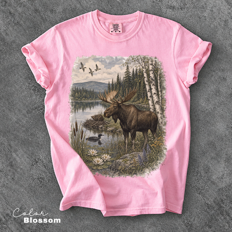 Vintage Moose Wildlife T-Shirt, Retro 90's Style Nature Shirt, Comfort Colors