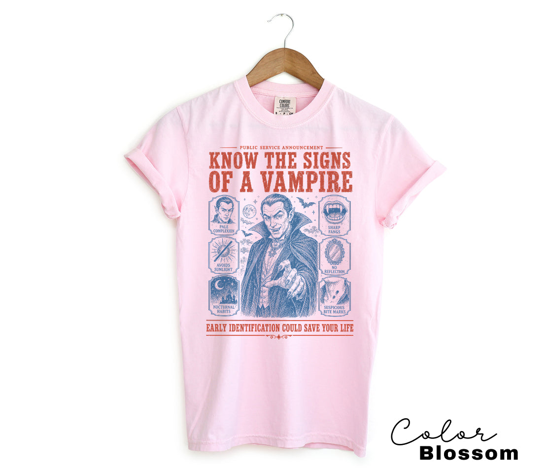 How to Spot a Vampire Halloween Shirt, Fake Halloween Public Service Announcement