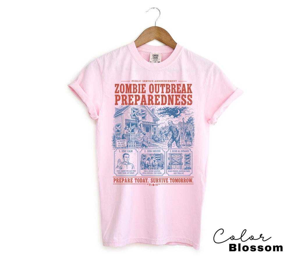 Zombie Outbreak Preparedness T-Shirt, Fake Halloween Public Service Announcement, Retro Halloween