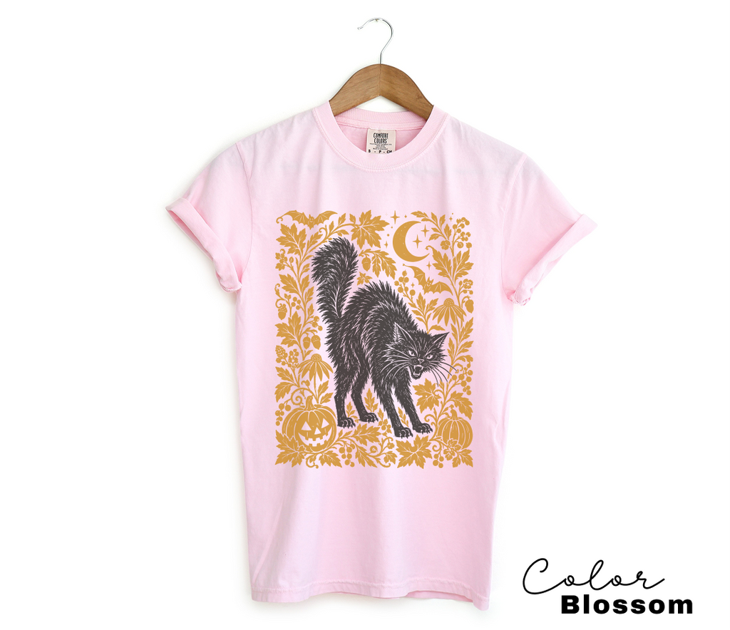 Black Cat Halloween Shirt, Witchy Graphic Tee, Fall Pumpkin T-Shirt, Vintage Spooky Season