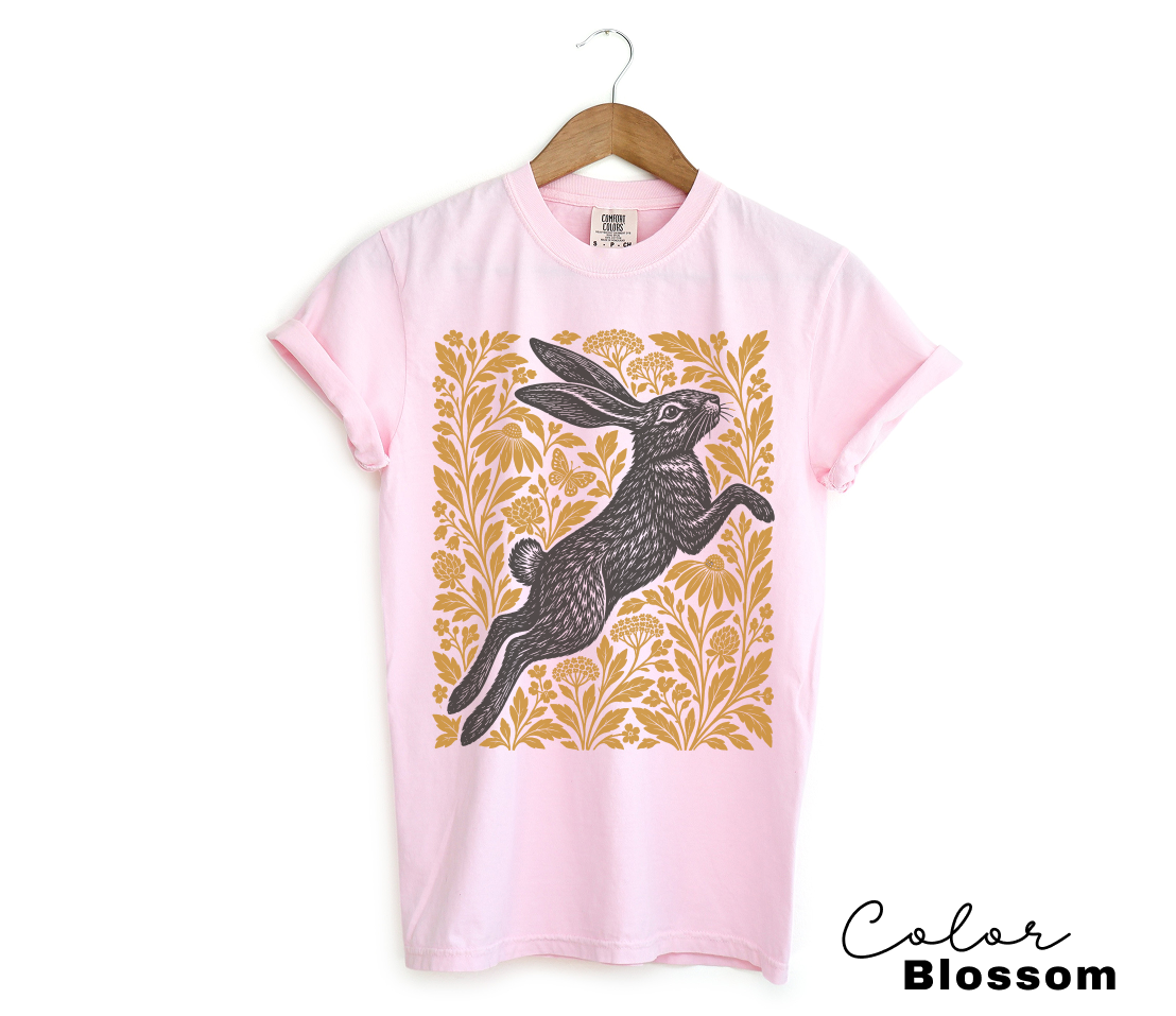 Vintage Rabbit Floral Shirt, Floral Animal Tee, Comfort Colors Tee