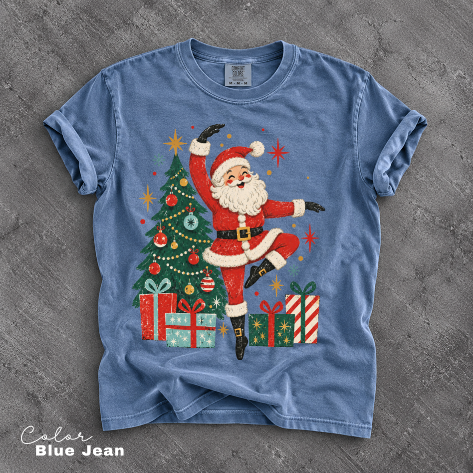Dancing Santa Shirt, Vintage Christmas Tee, Retro Santa Claus, Comfort Colors Tee