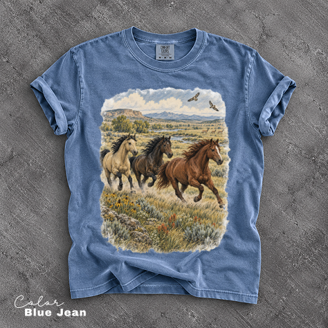 Vintage Horse Nature T-Shirt, Wild Horse Tee, Retro 90's Style Nature Tee