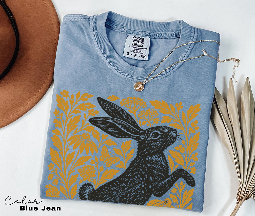 Vintage Rabbit Floral Shirt, Floral Animal Tee, Comfort Colors Tee