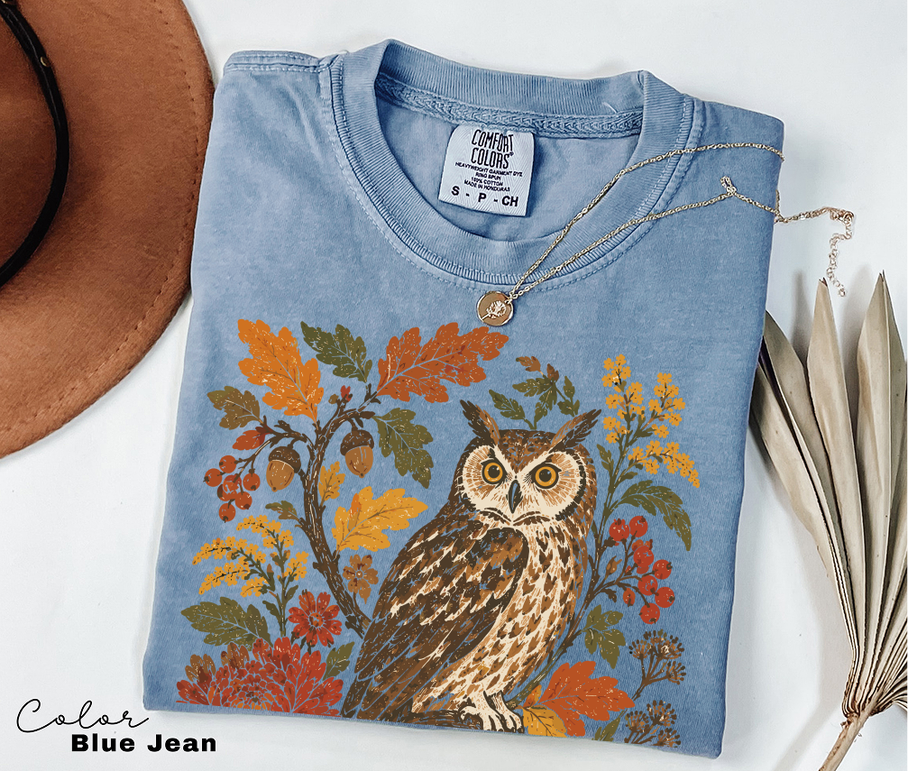 Vintage Owl T-Shirt, Fall Nature Graphic Tee