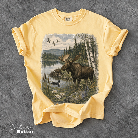 Vintage Moose Wildlife T-Shirt, Retro 90's Style Nature Shirt, Comfort Colors
