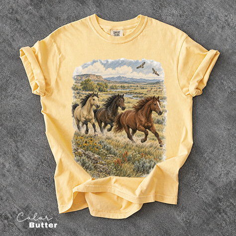 Vintage Horse Nature T-Shirt, Wild Horse Tee, Retro 90's Style Nature Tee
