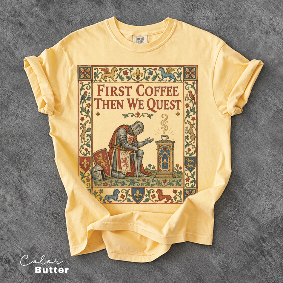 Medieval Knight Coffee Shirt, Funny Medieval Tee, Coffee Lover, Comfort Colors