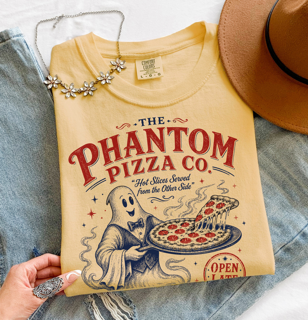 Ghost Pizza Graphic Tee, Retro Halloween Shirt,