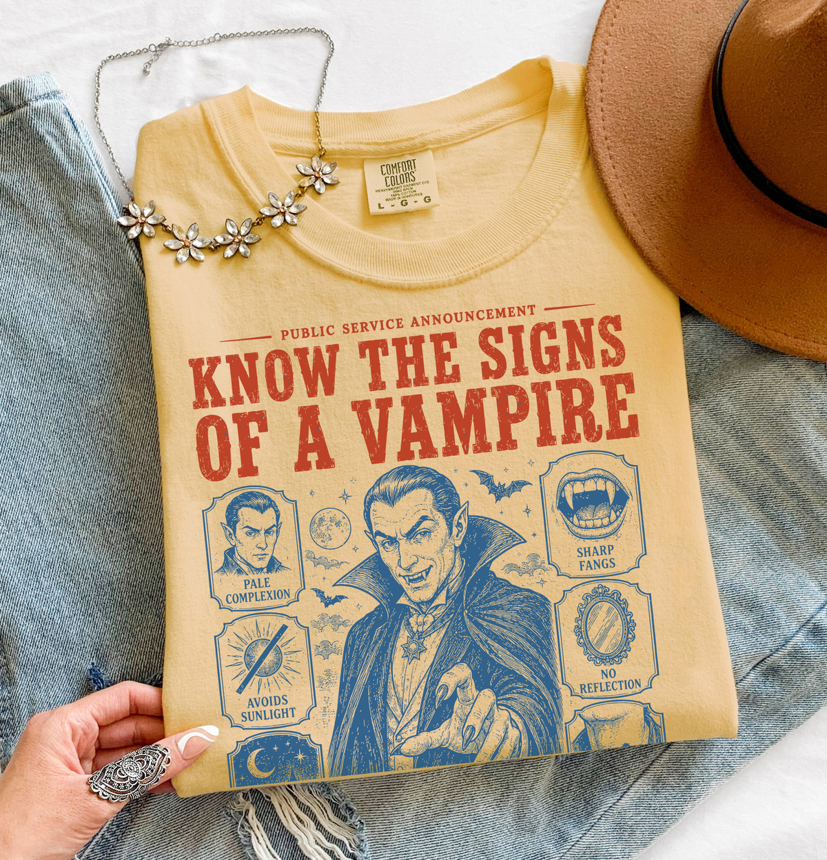 How to Spot a Vampire Halloween Shirt, Fake Halloween Public Service Announcement