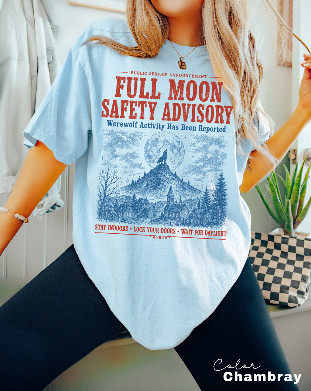Retro Halloween Werewolf T-Shirt,fake Halloween Public Service Announcement