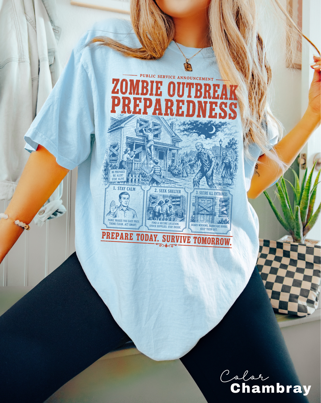 Zombie Outbreak Preparedness T-Shirt, Fake Halloween Public Service Announcement, Retro Halloween