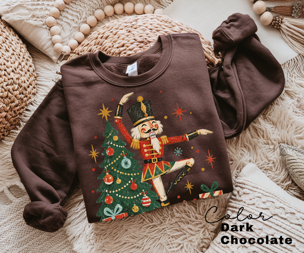 Vintage Christmas Nutcracker Sweatshirt, Dancing Dancer, Nutcracker Christmas Pullover