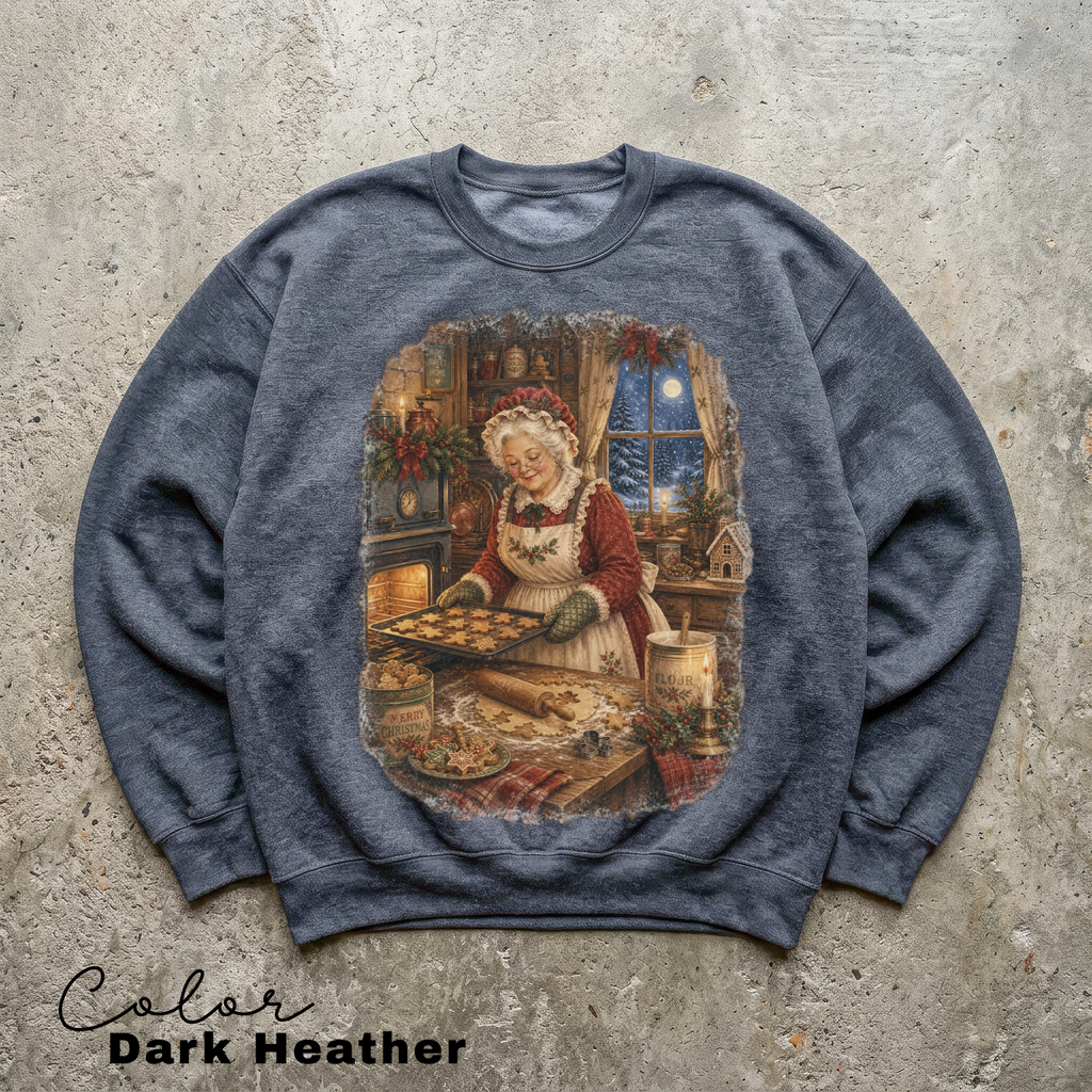 Vintage 90s Christmas Sweatshirt, Mrs. Claus Baking Cookies, Retro Christmas Crewneck