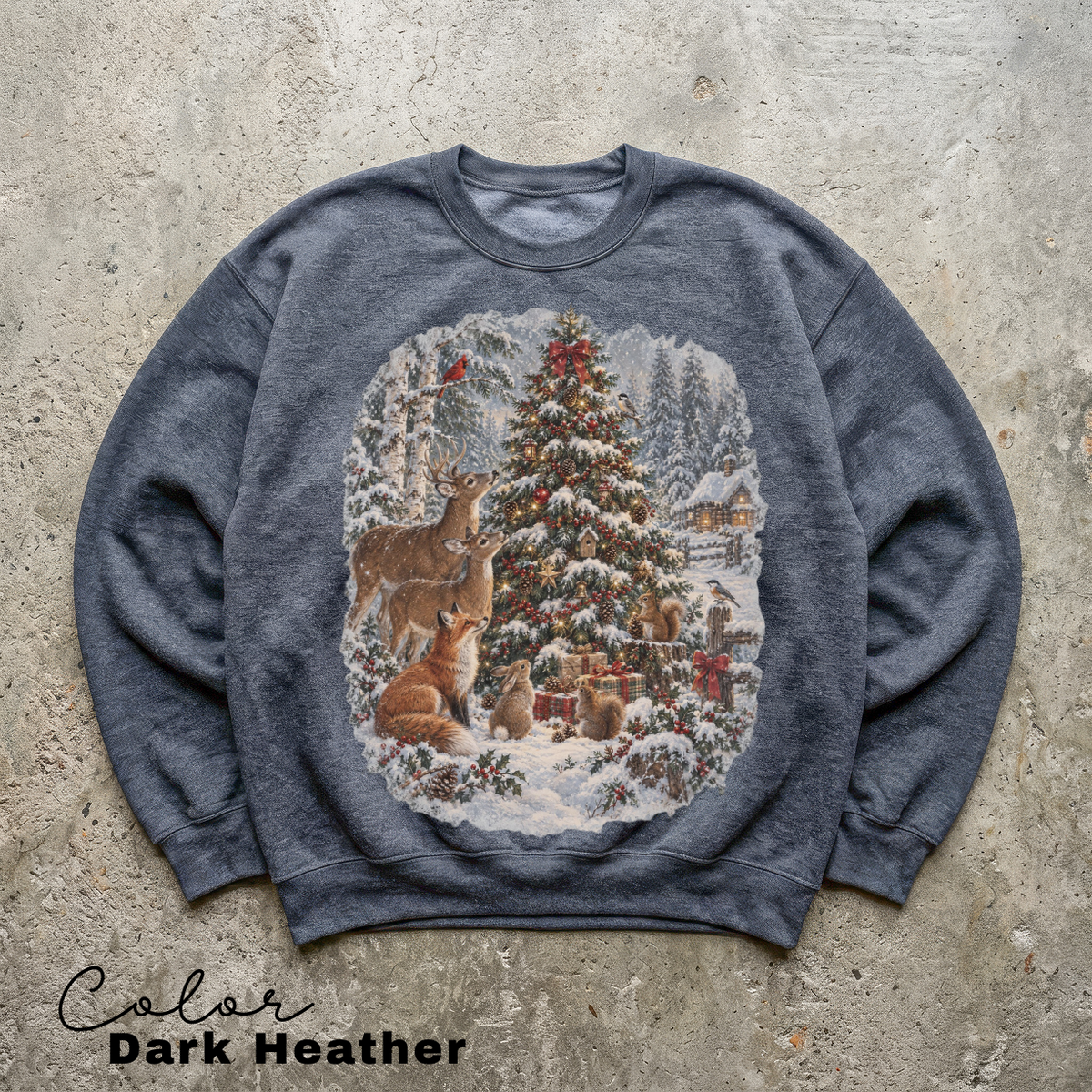 Vintage 90s Christmas Sweatshirt, Retro Holiday Nature Crewneck, Cozy Winter Pullover