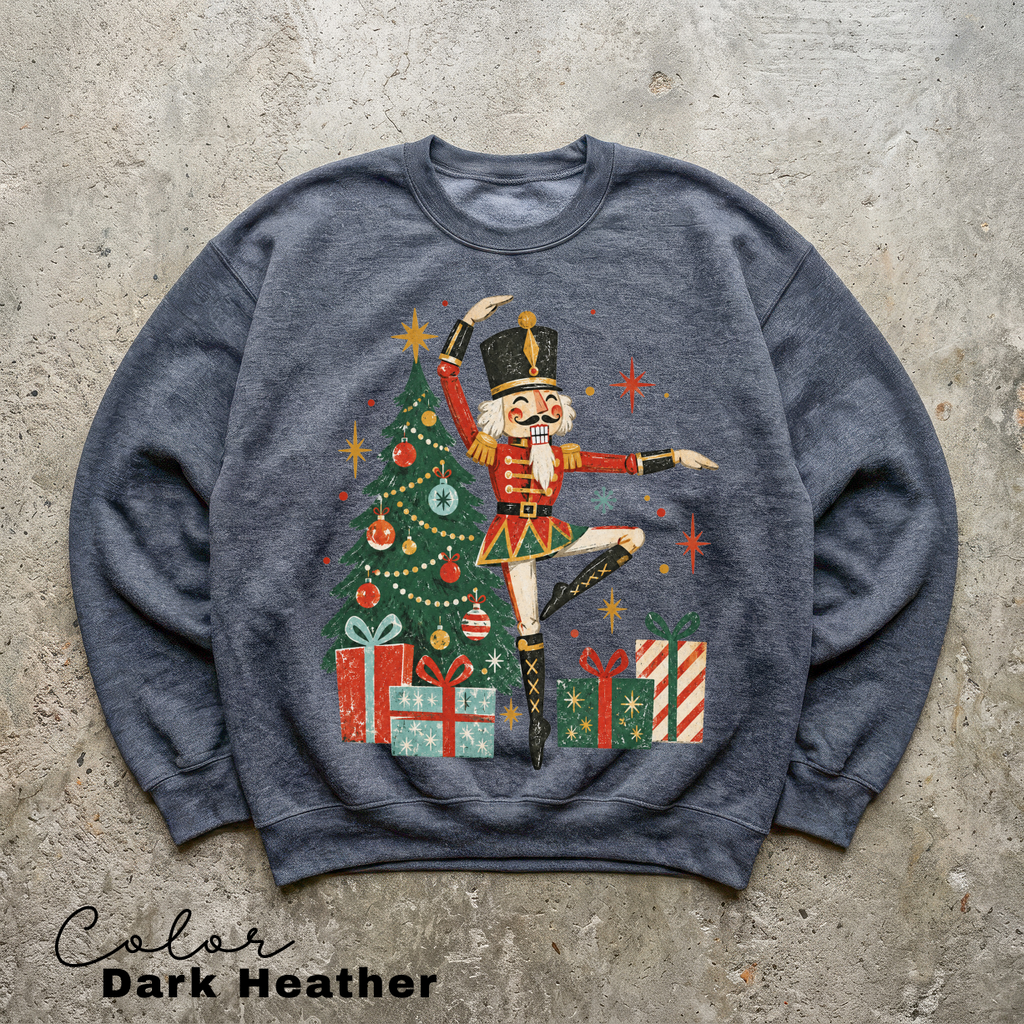 Vintage Christmas Nutcracker Sweatshirt, Dancing Dancer, Nutcracker Christmas Pullover