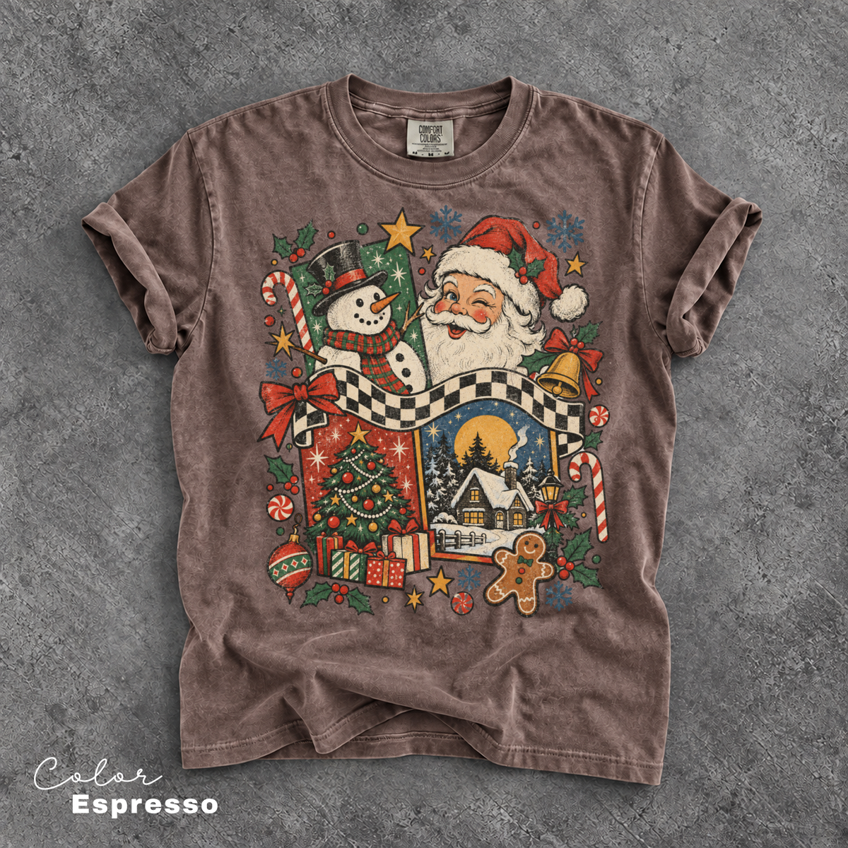Christmas Vintage Shirt, Retro Santa Claus Snowman Shirt, Comfort Colors Tee